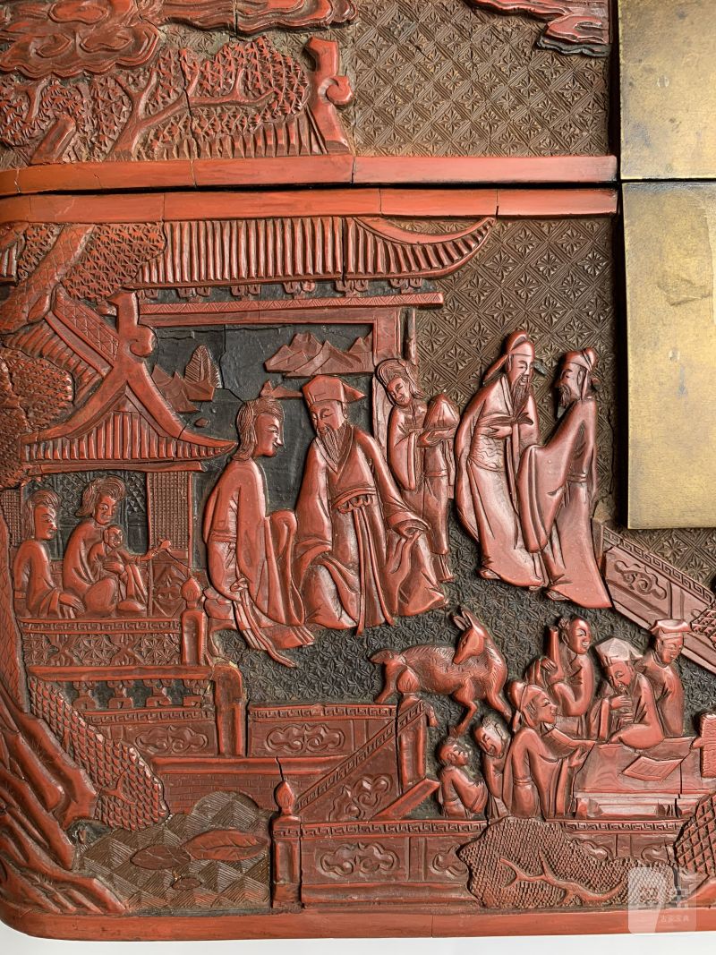 明 “黄成造”款剔红郭子仪祝寿图箱 - 图16